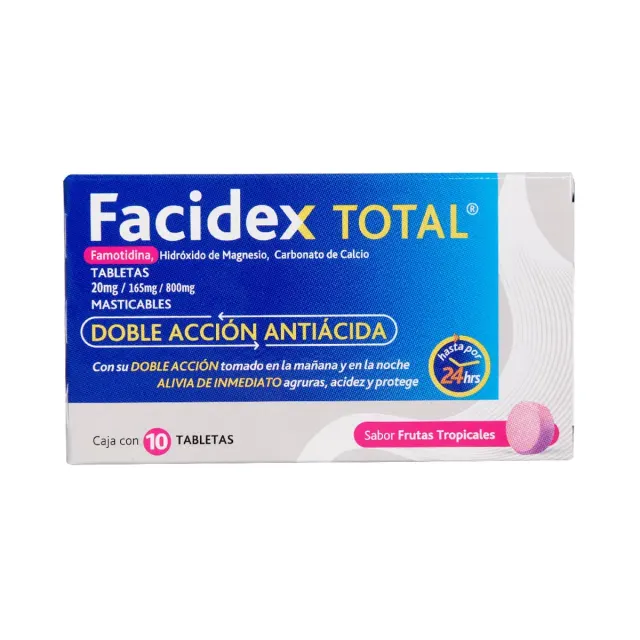 Facidex Total Tabletas masticables Caja c /  tabletas Sabor Frutas Tropicales 