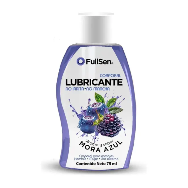 Lubricante corporal aroma y sabor Mora Azul Contenido Neto 75 mL